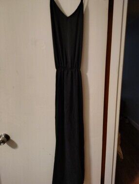 Silky Soft Not Cotton Black V-Neck Maxi Slip Dress
